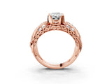 Rose gold Radiant Cut Diamond Pave Art Deco Split Shank Ring with Four-Prong Setting_16