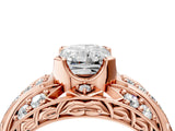 Rose gold Radiant Cut Diamond Pave Art Deco Split Shank Ring with Four-Prong Setting_17