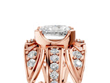 Rose gold Radiant Cut Diamond Pave Art Deco Split Shank Ring with Four-Prong Setting_18