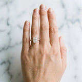 Rose gold Radiant Cut Diamond Pave Band Solitaire Ring with Round  and Prong Setting_83