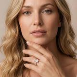 Rose gold Radiant Cut Diamond Pave Band Solitaire Ring with Round  and Prong Setting_84