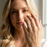 Rose gold Radiant Cut Diamond Pave Band Solitaire Ring with Round  and Prong Setting_85