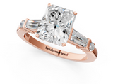 Rose gold Radiant Cut Diamond Ring with Baguette Side Stones, Channel Set Band, and Four-Prong Setting_18