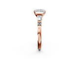 Rose gold Radiant Cut Diamond Ring with Baguette Side Stones, Channel Set Band, and Four-Prong Setting_19
