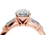 Rose gold Radiant Cut Diamond Ring with Baguette Side Stones, Channel Set Band, and Four-Prong Setting_21