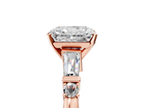 Rose gold Radiant Cut Diamond Ring with Baguette Side Stones, Channel Set Band, and Four-Prong Setting_22