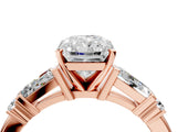 Rose gold Radiant Cut Diamond Ring with Baguette Side Stones, Channel Set Band, and Four-Prong Setting_29