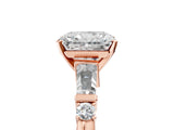 Rose gold Radiant Cut Diamond Ring with Baguette Side Stones, Channel Set Band, and Four-Prong Setting_30