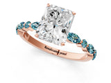 Rose gold Radiant Cut Diamond Ring with Marquise and Round with Blue Topaz side stone Side Stones and Four-Prong Setting_25