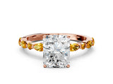 Rose gold Radiant Cut Diamond Ring with Marquise and Round with Citrine side stone Side Stones and Four-Prong Setting_12