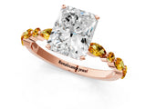 Rose gold Radiant Cut Diamond Ring with Marquise and Round with Citrine side stone Side Stones and Four-Prong Setting_13