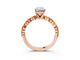 Rose gold Radiant Cut Diamond Ring with Marquise and Round with Citrine side stone Side Stones and Four-Prong Setting_15
