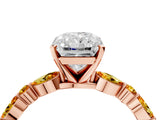 Rose gold Radiant Cut Diamond Ring with Marquise and Round with Citrine side stone Side Stones and Four-Prong Setting_16