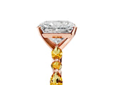 Rose gold Radiant Cut Diamond Ring with Marquise and Round with Citrine side stone Side Stones and Four-Prong Setting_17