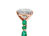 Rose gold Radiant Cut Diamond Ring with Marquise and Round with Emerald side stone Side Stones and Four-Prong Setting_53