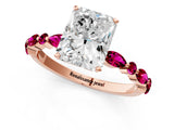 Rose gold Radiant Cut Diamond Ring with Marquise and Round with Garnet side stone Side Stones and Four-Prong Setting_37