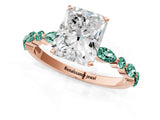 Rose gold Radiant Cut Diamond Ring with Marquise and Round with Green Sapphire side stone Side Stones and Four-Prong Setting_13