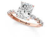 Rose gold Radiant Cut Diamond Ring with Marquise and Round with Moissanite side stone Side Stones and Four-Prong Setting_61