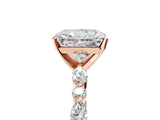 Rose gold Radiant Cut Diamond Ring with Marquise and Round with Moissanite side stone Side Stones and Four-Prong Setting_65