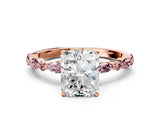 Rose gold Radiant Cut Diamond Ring with Marquise and Round with Morganite side stone Side Stones and Four-Prong Setting_24