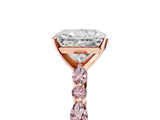 Rose gold Radiant Cut Diamond Ring with Marquise and Round with Morganite side stone Side Stones and Four-Prong Setting_29