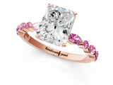 Rose gold Radiant Cut Diamond Ring with Marquise and Round with Pink Sapphire side stone Side Stones and Four-Prong Setting_13