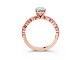 Rose gold Radiant Cut Diamond Ring with Marquise and Round with Pink Sapphire side stone Side Stones and Four-Prong Setting_15