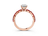Rose gold Radiant Cut Diamond Ring with Marquise and Round with Ruby side stone Side Stones and Four-Prong Setting_39