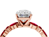 Rose gold Radiant Cut Diamond Ring with Marquise and Round with Ruby side stone Side Stones and Four-Prong Setting_40