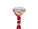 Rose gold Radiant Cut Diamond Ring with Marquise and Round with Ruby side stone Side Stones and Four-Prong Setting_41