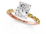 Rose gold Radiant Cut Diamond Ring with Marquise and Round with Yellow Sapphire side stone Side Stones and Four-Prong Setting_25