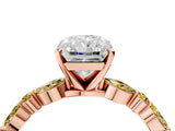 Rose gold Radiant Cut Diamond Ring with Marquise and Round with Yellow Sapphire side stone Side Stones and Four-Prong Setting_28