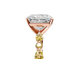 Rose gold Radiant Cut Diamond Ring with Marquise and Round with Yellow Sapphire side stone Side Stones and Four-Prong Setting_29