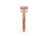 Rose gold Radiant Cut Diamond Ring with Milgrain Pavé Band and Four-Prong Setting_31