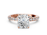 Rose gold Radiant Cut Diamond Ring with Pavé Band and Four-Prong Setting_87