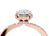 Rose gold Radiant Cut Diamond Ring with Pavé Band and Four-Prong Setting_91