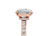 Rose gold Radiant Cut Diamond Ring with Pavé Band and Four-Prong Setting_92