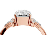 Rose gold Radiant Cut Diamond Ring with Side Stones and Four-Prong Setting_100
