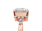 Rose gold Radiant Cut Diamond Ring with Side Stones and Four-Prong Setting_101