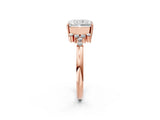 Rose gold Radiant Cut Diamond Ring with Side Stones and Four-Prong Setting_98