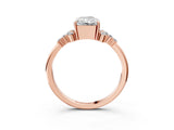 Rose gold Radiant Cut Diamond Ring with Side Stones and Four-Prong Setting_99