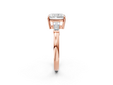 Rose gold Radiant Cut Diamond Ring with Tapered Baguette Side Stones in Four-Prong Setting_18