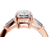 Rose gold Radiant Cut Diamond Ring with Tapered Baguette Side Stones in Four-Prong Setting_20