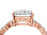 Rose gold Radiant Cut Diamond Scattered Round Accent Ring with Prong Setting_16