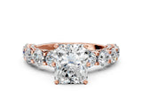Rose gold Radiant Cut Diamond Side Stone Engagement Ring with Four-Prong Setting_24