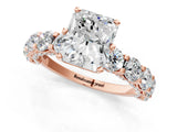 Rose gold Radiant Cut Diamond Side Stone Engagement Ring with Four-Prong Setting_25