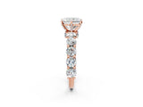 Rose gold Radiant Cut Diamond Side Stone Engagement Ring with Four-Prong Setting_26