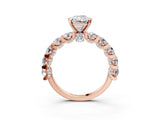Rose gold Radiant Cut Diamond Side Stone Engagement Ring with Four-Prong Setting_27