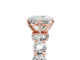 Rose gold Radiant Cut Diamond Side Stone Engagement Ring with Four-Prong Setting_29