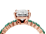 Rose gold Radiant Cut Diamond Side Stone Solitaire Ring with Round with Green Sapphire side stone and Four-Prong Setting_4